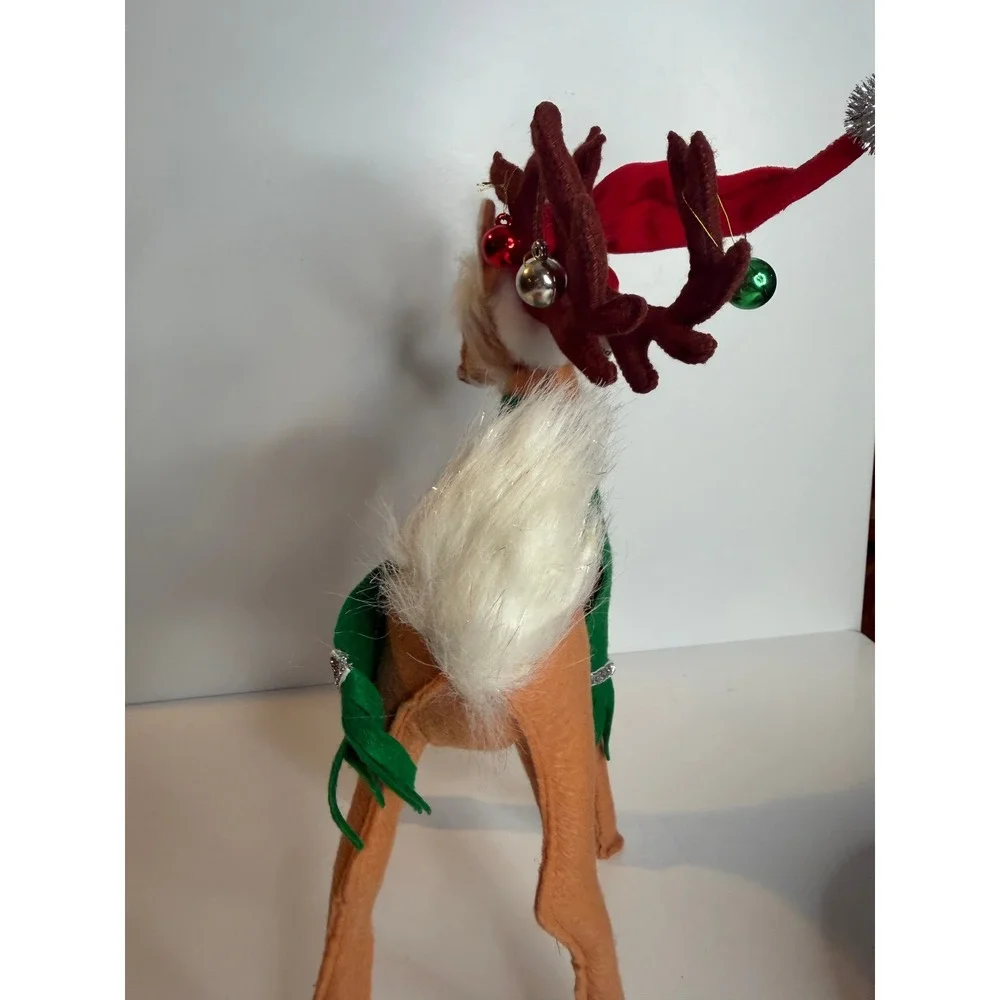 Annalee Alpine Reindeer Christmas Figure 2013 Santa Hat Holiday Decor